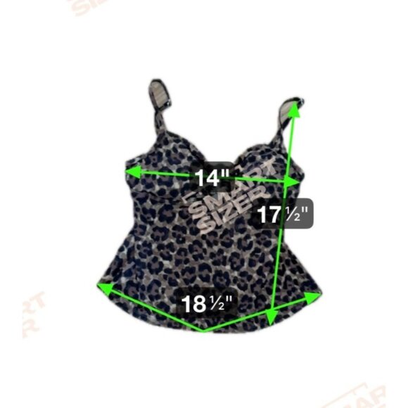 Lauren Ralph Lauren Leopard Print Tankini Top & Solid Brown Bikini Bottoms Sz 14 - Picture 13 of 14